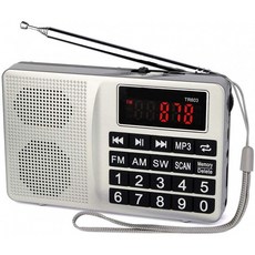TIVDIO TR603 휴대용 AM FM 라디오 단파 트랜지스터 라디오 충전식 미니 MP3 플레이어 지원 TF USB AUX 입력 노인을위한, 단일옵션, 단일옵션