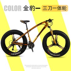 오프로드 광폭타이어 팻바이크 바퀴큰자전거 산악용 자전거 7단 화이트 MTB 20인치, 24단, 24인치, 골드(3개의 나이프 휠)