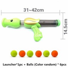 대화형 고양이 장난감 공 완두콩 공기역학적 사수 게임 소프트 폭탄 런처 새끼 발사 훈련 어린이 애완 동물, 01 green, 1) green