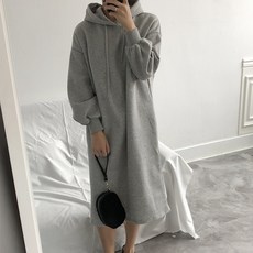 페트리코어 기모 롱 후드 원피스