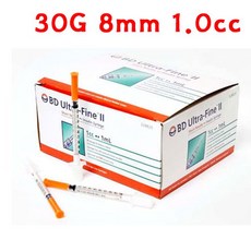 [PLANB] BD 인슐린주사기 100개 (1팩) 30G 8mm 1.0cc 일체형혈당 측정 사혈 체크 시험 여드름 바늘 당뇨 P/B : 235A1B+711, COUPANG :  1