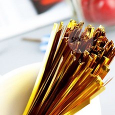 SMPICK 포장용 철사 빵 끈 철끈 꽈배기끈, 금색, 1개