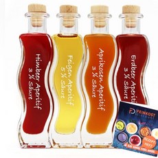 feinkostdiscount24 프리미엄 기프트 세트 및 테이스팅 | 100ml 식초 4개 딸기 살구 무화과 라즈베리 레시피 북 포함
