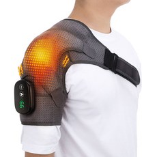 Smabat 2 IN1 양쪽 어깨보호대 전동 온열찜질 진동마사지, 블랙, 1개
