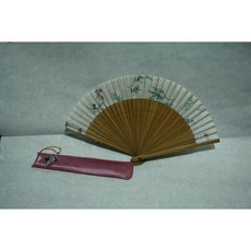 실크 나염부채 천부채 시원한여름고급 선물 접선 수공예 타공부채, 베이지, 1개