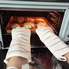 두꺼운 주방 장갑 고양이 발 모양 면소재, White, 1개