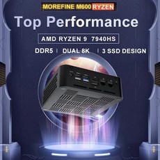 MOREFINE AMD 7940HS 6900HX 미니 PC 썬더볼트 3 휴대용 미니 컴퓨터 WIN11 DDR5 5200MHZ PCIe4 2 LAN 게, 02 R5 AMD 6600H Wifi6_04 EU, 01 BAREBONE(NO RAM SSD)