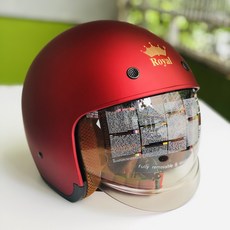 로얄헬멧 ROYAL 오픈페이스 헬멧 M139 M L XL 무광 레드 빨강, 카본블랙