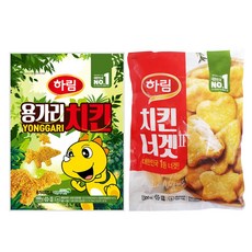 하림 용가리치킨 1kg 하림 치킨너겟 2 1kg 총 2kg 2봉지/어린이 간식/반찬, 2개