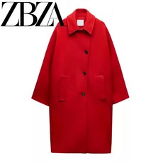 울캐시미어코트 ZARA 자라 가을 겨울 레드 라펠 코트 중간 모직 코트 수입 명품 연예인 최화정 코트