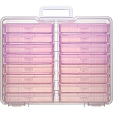 손잡이 사진 및 공예품 보관함이 있는 4 x6 보관함 16 내부 케이스 큰 그라데이션, Pink Series