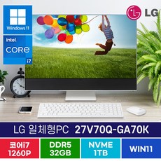 LG 일체형 PC 27V70Q-GA70K 인텔 12세대 i7 27인치 윈도우11 올인원PC,