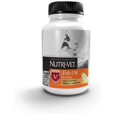 개 피부 및 코트 오메가 3 보충제 개를 위한 Nutri-Vet 생선 기름 보조제 개 건성 피부 개 흘리기 지원 100 Count Softgels, 1개