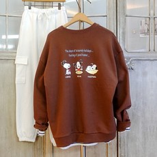 이힝 퍼피데이 프린팅 루즈핏 레터링 맨투맨