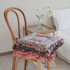 [데코벨] 세미 모나코 장미 프릴 의자 방석 (40x40) 끈포함