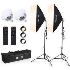 Softbox 조명 키트 skytex 연속 사진 키트 5.1 x 50.8 71.1cm(2 20 28인치) 소프트 박스 | 85W 2700-6400K E27 LED 전구 2개 카