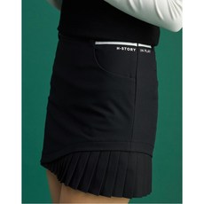 헤지스 골프 여성 20FW [H_ESSENTIAL]블랙 부분 플리츠 허리밴드 치마 HWSK0D601BK