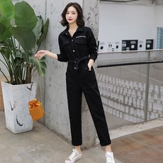 가을옷 허리보정 슬림핏 카고 드롭 질감 9부 멜빵바지 여성