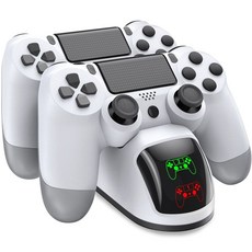 PS4 듀얼 USB 핸들 고속 충전 도킹 스테이션 스탠드 충전기 플레이 4/PS4 슬림/프로 게임 컨트롤러 조이스틱 패드, CHINA, W20, 1개, 01 WHITE