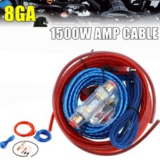1500W 자동차 증폭기 설치 배선 하네스 키트 8GA 오디오 증폭기 서브 우퍼 전원 케이블, 하나, 파랑 빨강