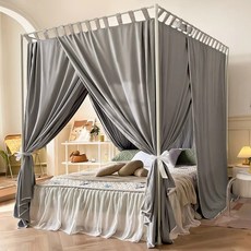 침대 모기장 구식 코트 가정용 1.8M 먼지 상단 음영 천 선반 에어컨 바람, 21) Gray with paint bracket -, 1개