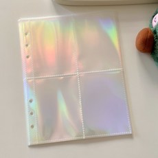 6공 포카 바인더 홀로그램 속지 A5 4칸 포토카드 리필 명함 다이어리 슬리브 투명 홀더 트레카, 1개입, 40개