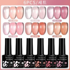 젤네일 LILYCUTE 반영구 소크 오프 아트 매니큐어 세트 핑크 누드 반투명 광택제 7ml 6 개세트, 1개, 3) 6Pcs233089 - 소크아트