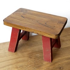 느릅나무 고재 복고풍 원목 미니스툴 현관의자 풋스툴 화분받침 stool 예쁜 사각 스툴, 다크레드
