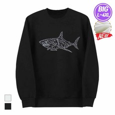 오시오컴퍼니 빅사이즈(L~4XL) 특양맨투맨 샤크 남녀공용 긴팔 맨투맨 티셔츠 기모선택