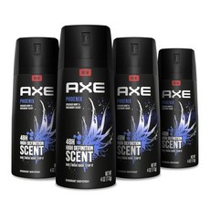  AXE 오래 지속되는 냄새 방지를 위한 Axe 바디 스프레이 데오도란트 알루미늄 없이 제조된 남성용 Phoenix 4온스4팩 