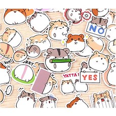 40 Cute Pieces Waterproof Hamster Kawaii Stationary Japanese Vinyl Stickers for Kids Craft Laptop, 단일상품