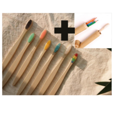 루쓰 대나무칫솔 밤부칫솔 7개+칫솔케이스 1개, 1세트