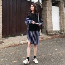 테잎원피스 빅사이즈 여성의류 가을옷 뱃살가리기 숨기다 고기 뚱뚱함 이쁜이 셔츠