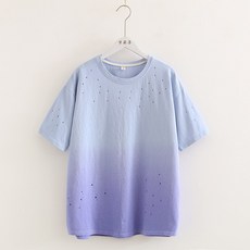 그라데이션 학생 상의 여 라운드 반팔 여자봄옷 여자 티셔츠