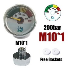 미니 압력계 게이지 고압 핸드 펌프 다이빙 등산 200bar 350bar 1 인치 1/8NPT 1/8BSPP M10 * 1, T10-200bar M10, 1개 - 미니다이빙게이지