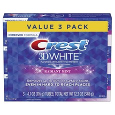 Crest 크레스트 3D 화이트 치약 래디 언트 민트 116 g 3 팩, 116g