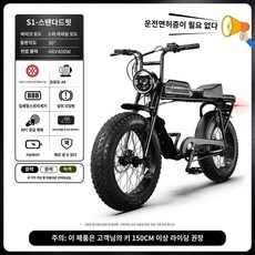 자토바이 배달용 전기 전동 팻바이크 자전거 레트로 출퇴근, 48V, 13AH, A. S1