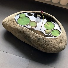 대형천연석돌수반물확어항물고기연꽃조경소