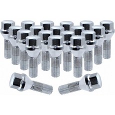 휠 액세서리 부품 20개 러그 너트 세트 M12 x 1.25 12x1.25 스레드 도토리 시트 볼트 17mm 육각 28mm 길이 크롬 크라이슬러 200 ｜ 2016 지프 체로키