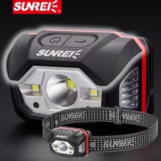 [cy] SUNREI 헤드 라이트 러닝 하이킹 트레킹 등산 캠핑 스포츠 LED 헤드램프 야외 캠핑 와일드 어드벤처 낚시 헤드램프 무선버전, 마키노1버전-레드, 1개