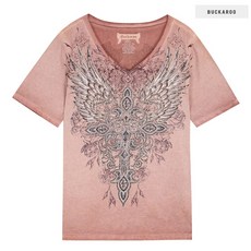 버커루 여성 40수 십자가 WING 중박스 핫픽스 V넥 T B212TS693P
