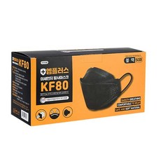 엠플러스미세먼지황사마스크[KF80] 엠플러스 KF80 마스크 블랙 화이트 개별포장 50매입, 50개입, 1세트, 블랙(Black)