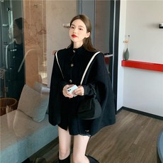 프렌치시크 보이핏 볼륨 헵번풍 겨울 가을 블랙 와이드 루즈핏 케이프 판초 숄 트렌드