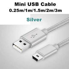 미니 USB 고속 데이터 충전기 짧은 케이블 MP3 플레이어 자동차 DVR GPS 디지털 카메라 HDD용 3 M 0.25M, 02 Silver_01 0.25m