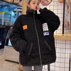 샤랄라] 뽀글이 패치 양면 점퍼