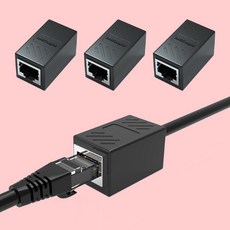 니즈웰 RJ45 젠더 8P8C 랜연장 키스톤잭 커플러, 3개, 블랙
