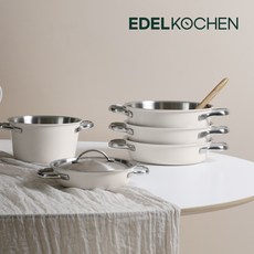 에델코첸냄비 에델코첸 착착 통5중 스텐 냄비세트 미니팬 양수냄비 딥양수 3종 인덕션 용 사이즈 색상 택1 크림 20cm