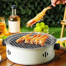 스테인레스 스틸 캠핑 숯불그릴 바베큐 숯불화로, 화이트, 1개