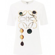 [LOEWE] 여성 Anagram 브로치 티셔츠 White S359333XBP2100