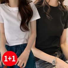 주디앤 여성 얼웨이즈 여름 라운드 베이직 슬림핏 반팔 티셔츠 1+1 리빙공감